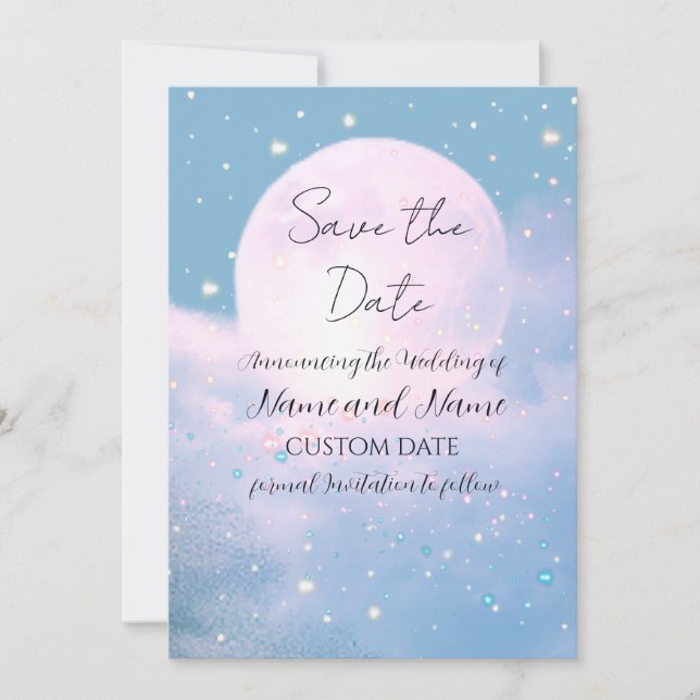 Moonlight Shimmer Atmospheric Wedding Collection Save The Date (Front)