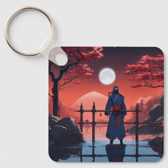 Moonlight Shinobi Crimson Blossom Keychain (Front)