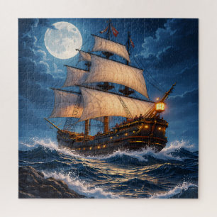 Moonlight Ship Puzzle – Ocean Night Jigsaw