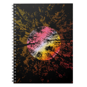 Moonlight Through Dense Forest – Colourful Surreal Notebook