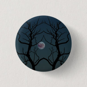 Moonlight Tree Silhouette 1 Inch Round Button