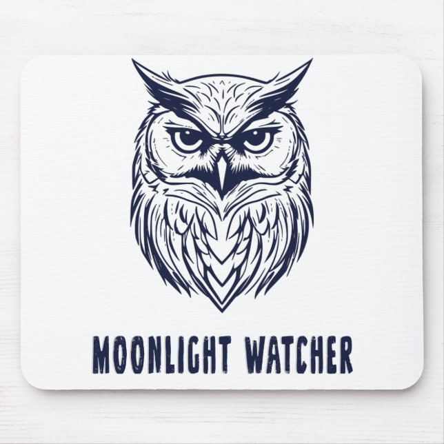Moonlight Watcher - Owl Design - Mousepad (Front)