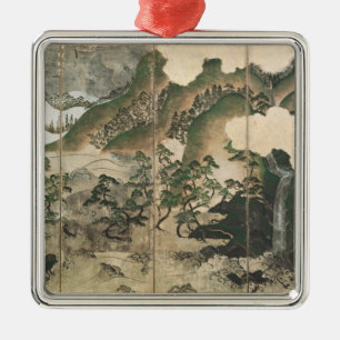 Moonlight Winter Landscape Metal Ornament