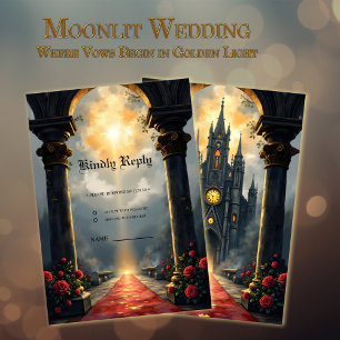 Moonlit Aisle of Eternal Vows –Gothic Wedding Gate RSVP Card
