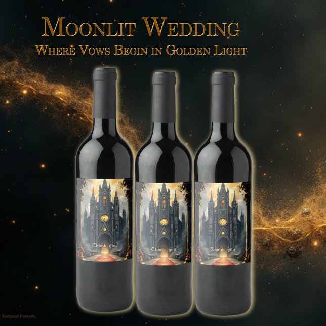 Moonlit Aisle of Eternal Vows –Gothic Wedding Gate Wine Label (Creator Uploaded)