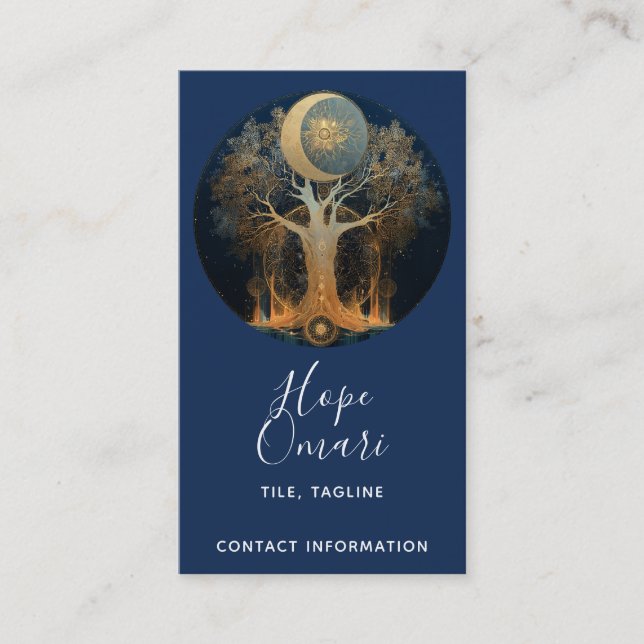 Moonlit Ascension | Tree of Life Design Business Card (Front)