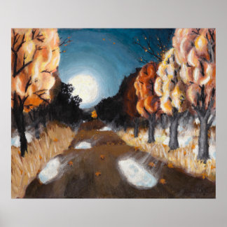 Moonlit Autumn Night: 24x20 Print