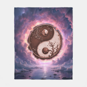 Moonlit Balance – Yin Yang of Eternal Light. Fleece Blanket