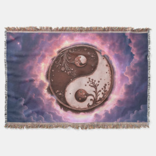 Moonlit Balance – Yin Yang of Eternal Light. Throw Blanket