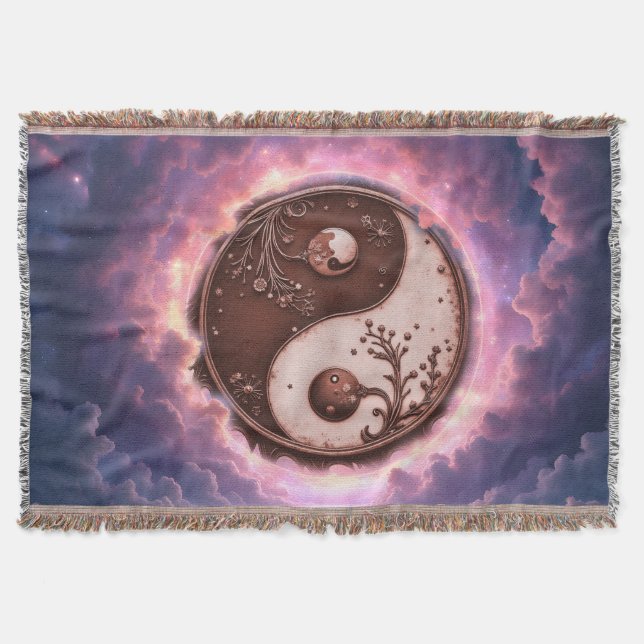 Moonlit Balance – Yin Yang of Eternal Light.  Throw Blanket (Front)