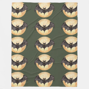 Moonlit Bat Silhouettes Fleece Blanket