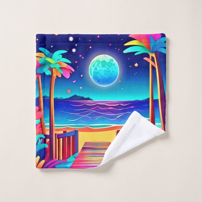 Moonlit Beach Colours  Bath Towel Set (Wash Cloth)