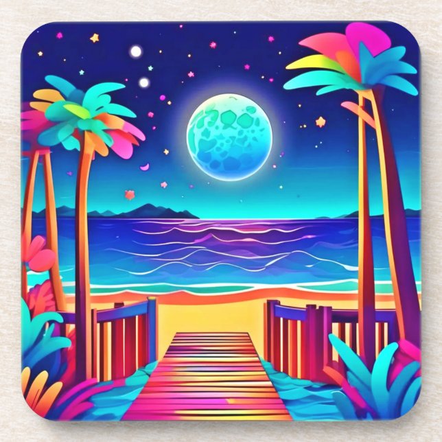 Moonlit Beach Colours  Coaster (Front)