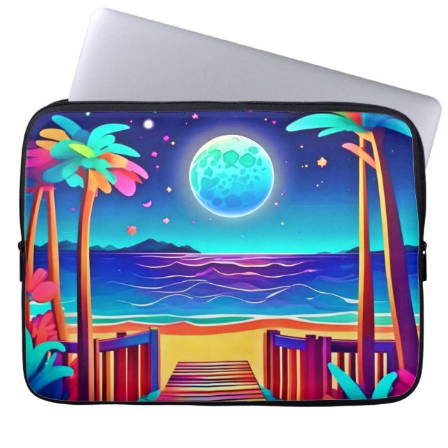 Moonlit Beach Colours  Laptop Sleeve (Front)