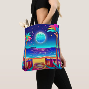 Moonlit Beach Colours Tote Bag