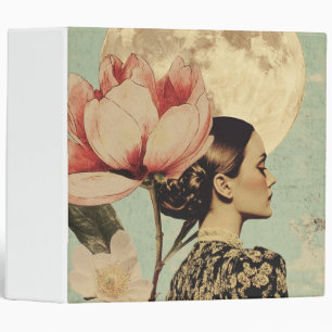Moonlit Beauty – Woman with Pink Flower and Moon Binder