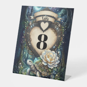 Moonlit Bloom – The Enchanted Celtic Turtle. Pedestal Sign