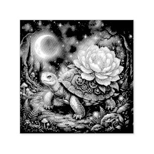 Moonlit Bloom – The Enchanted Celtic Turtle.  Self-inking Stamp