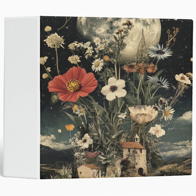 Moonlit Blooms Over Rustic Charm Binder (Front/Spine)
