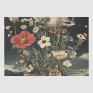 Moonlit Blooms Over Rustic Charm Tissue Paper