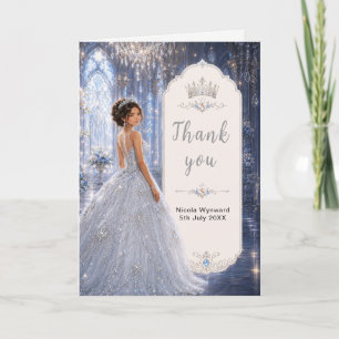 Moonlit Blue Ballroom Sweet Sixteen Thank You Card