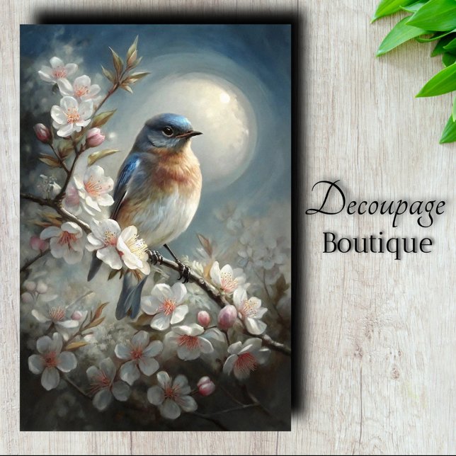 Moonlit Bluebird Song 2 Tissue Paper (Moonlit Bluebird Song 2 Decoupage Tissue Paper)