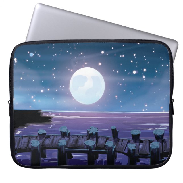 Moonlit Boardwalk Laptop Sleeve (Front)