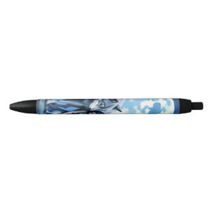 Moonlit Bond – The Wolf and the Gothic Fairy. Black Ink Pen