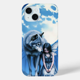 Moonlit Bond – The Wolf and the Gothic Fairy. iPhone 15 Case
