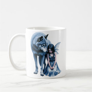 Moonlit Bond – The Wolf and the Gothic Fairy.   Coffee Mug