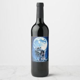 Moonlit Bond – The Wolf and the Gothic Fairy. Wine Label