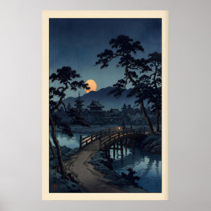 Moonlit Bridge Print Calm Night Landscape (Bedroom