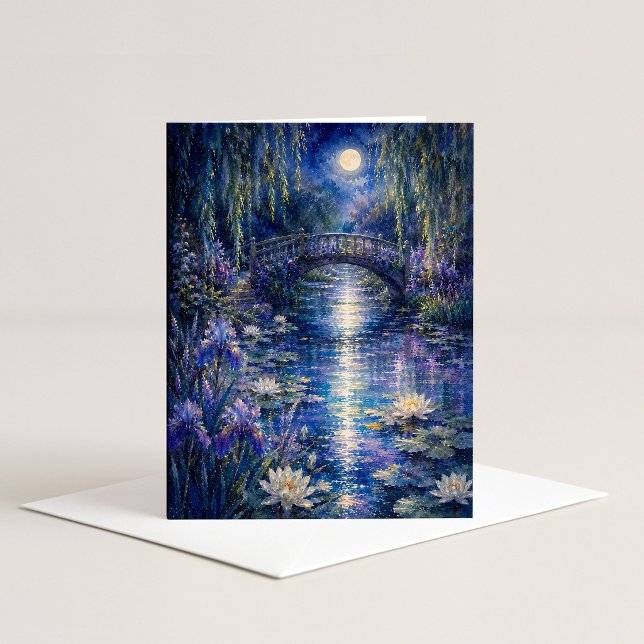 Moonlit Bridge Watercolor Note Card (Creator Uploaded)