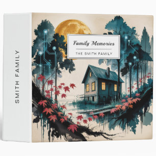 Moonlit Cabin Japanese Forest Art (1) Binder