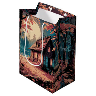 Moonlit Cabin Japanese Forest Art (2) Medium Gift Bag