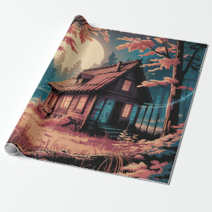 Moonlit Cabin Japanese Forest Art (2) Wrapping Paper