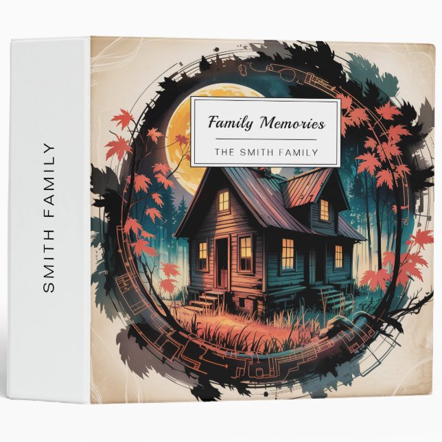 Moonlit Cabin Japanese Forest Art (3) Binder (Front/Spine)
