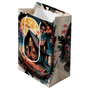 Moonlit Cabin Japanese Forest Art (3) Medium Gift Bag