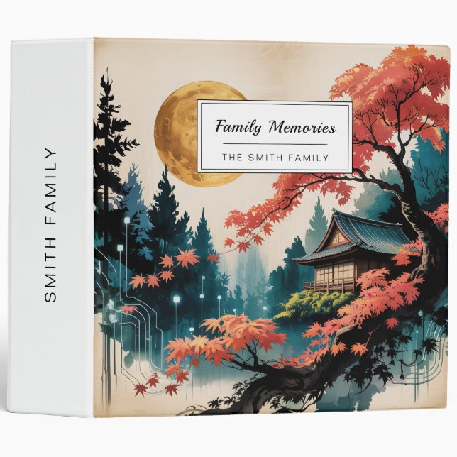 Moonlit Cabin Japanese Forest Art (4) Binder (Front/Spine)