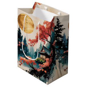 Moonlit Cabin Japanese Forest Art (4) Medium Gift Bag