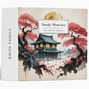 Moonlit Cabin Japanese Forest Art (5) Binder