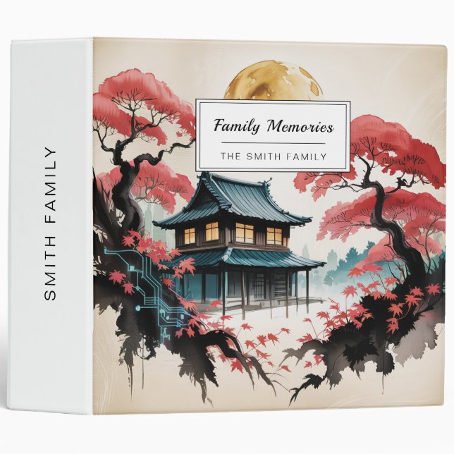 Moonlit Cabin Japanese Forest Art (5) Binder (Front/Spine)
