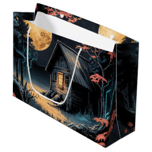 Moonlit Cabin Japanese Forest Art (6) Large Gift Bag