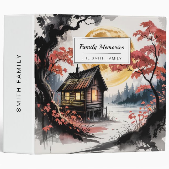 Moonlit Cabin Japanese Forest Art (7) Binder (Front/Spine)