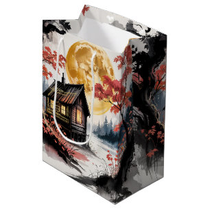 Moonlit Cabin Japanese Forest Art (7) Medium Gift Bag