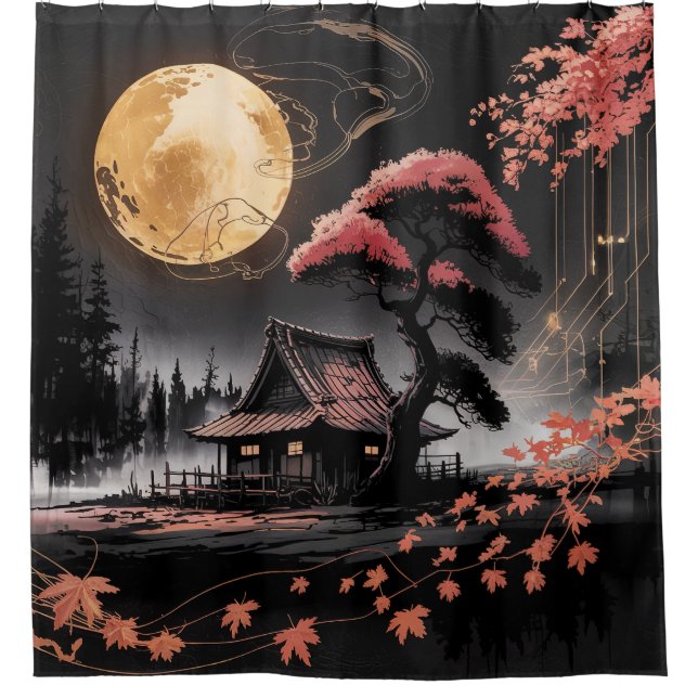 Moonlit Cabin Japanese Forest Art (8) (Front)