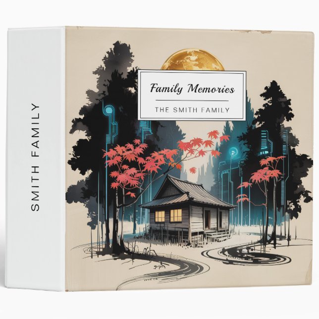 Moonlit Cabin Japanese Forest Art (9) Binder (Front/Spine)