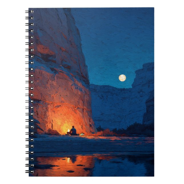 Moonlit Canyon Campfire Notebook (Front)