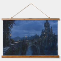 Moonlit Castle Bridge Tapestry