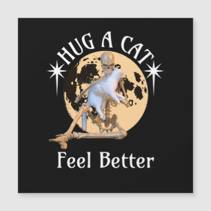 Moonlit Cat Hug Skeleton Comfort Humour
